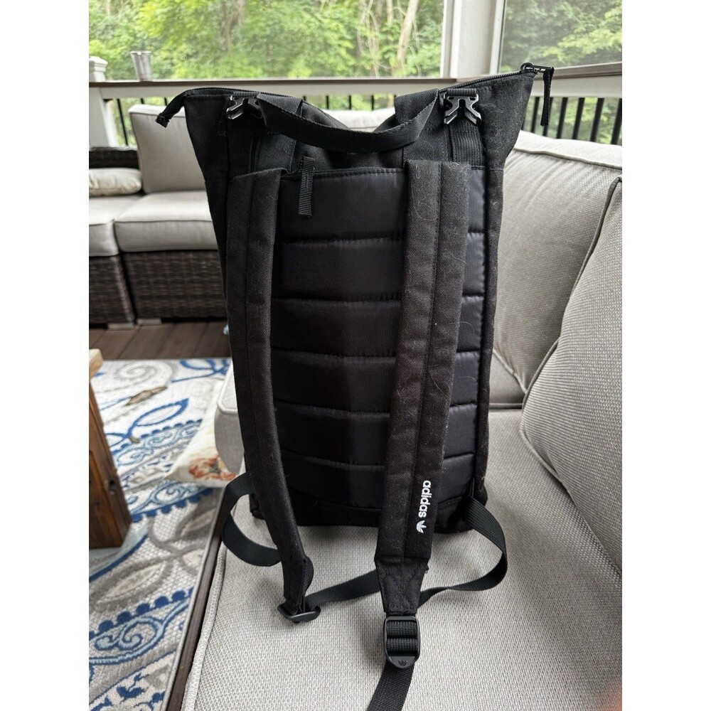 Adidas Original Zip Top Backpack In black - Picture 4 of 10